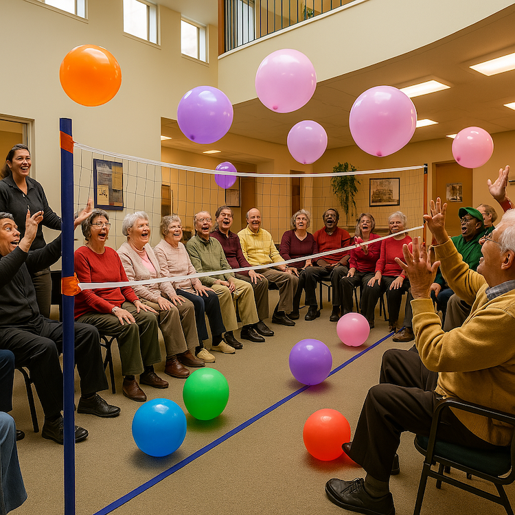 Seniors playing Balloon Volleyball at Senior Day KC.
